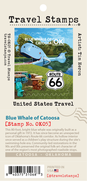 Blue Whale of Catoosa Travel Stamp – Travel Stamps