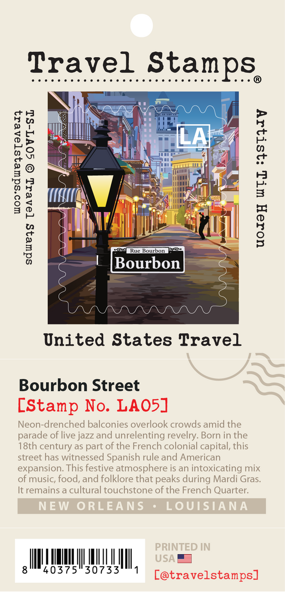 New Orleans Bourbon Street Travel Stamp – Travel Stamps