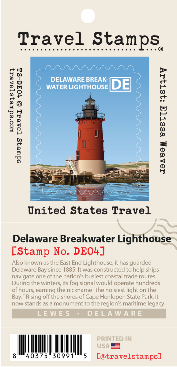 Delaware Breakwater Lighthouse Travel Stamp – Travel Stamps
