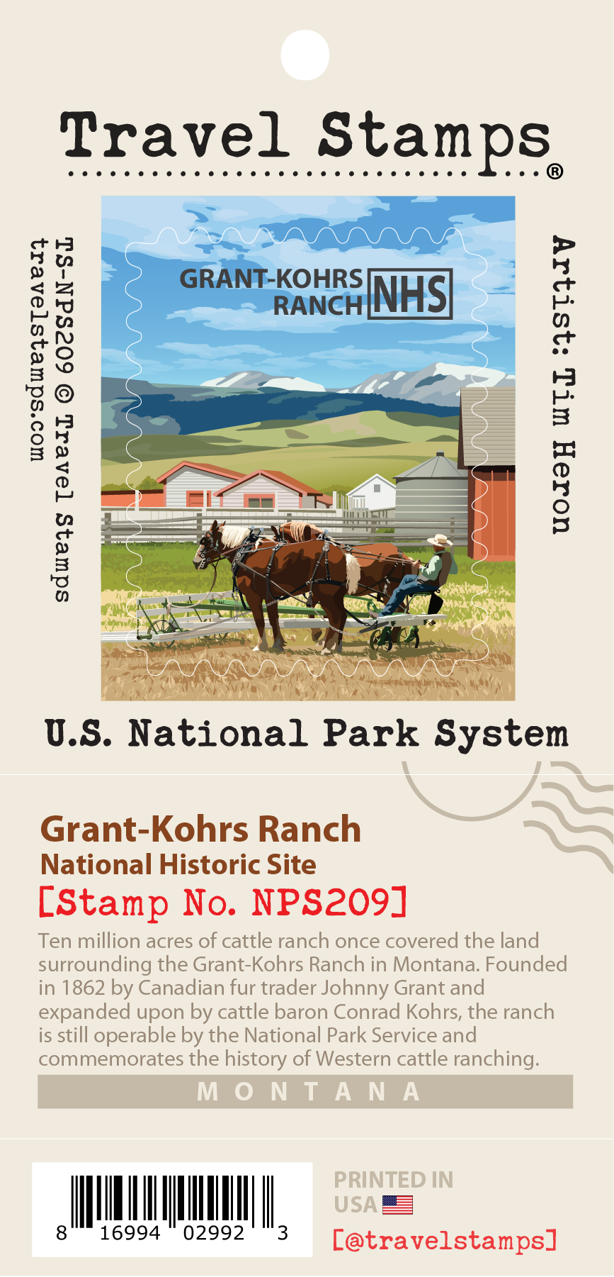 Harris Ranch Historic Log Grant-Kohrs Ranch National Historic Site Travel Stamp – Travel Stamps