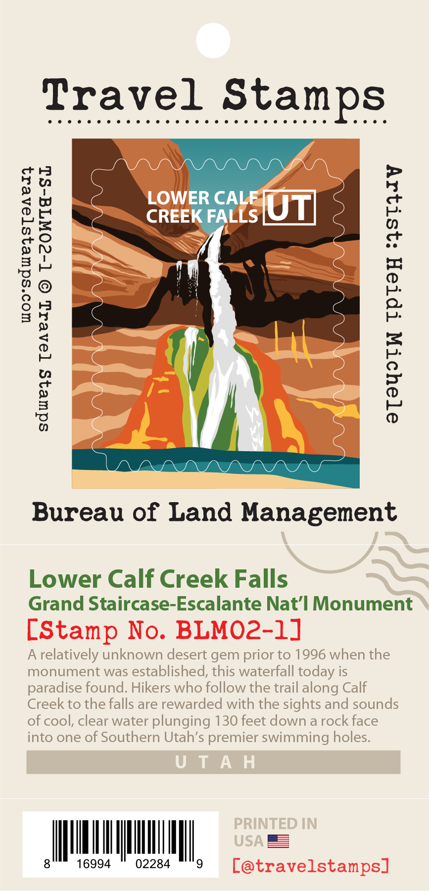 Lower Calf Creek Falls Travel Stamp – Travel Stamps