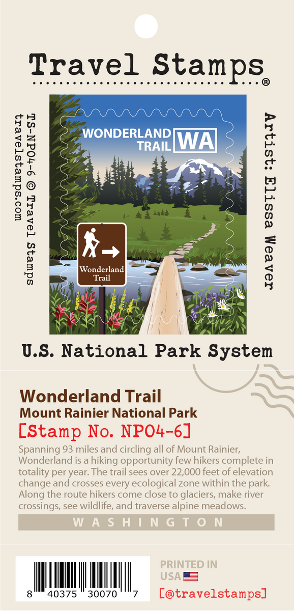 Mount Rainier National Park - Wonderland Trail Travel Stamp – Travel Stamps